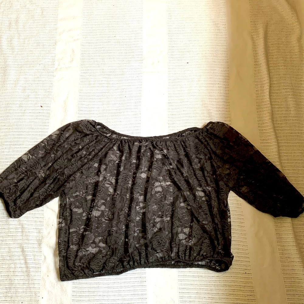 Gray Lace Crop Top